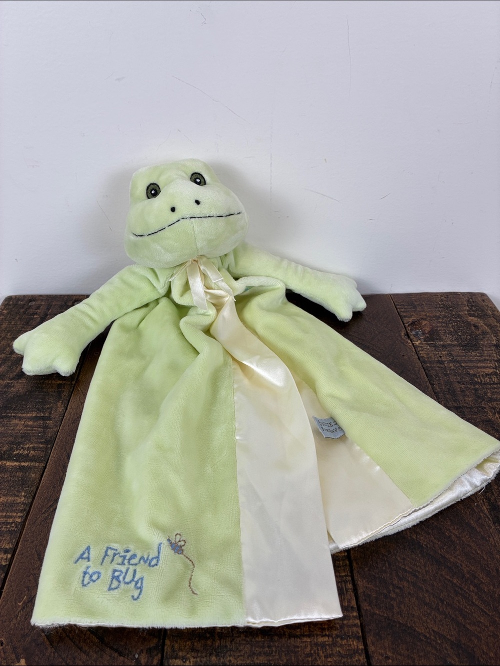 Tadbit Bunnies by the Bay Light Green Frog Comfort Buddy Lovey Satin Trim